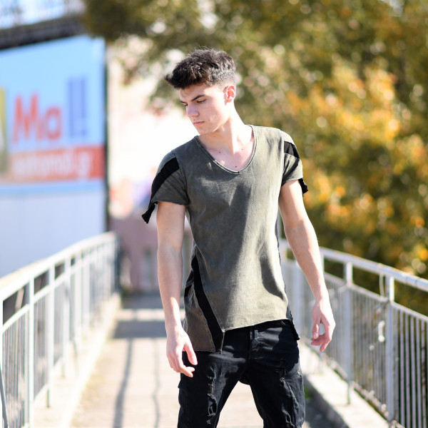 ΑΝΔΡΙΚΗ ΜΠΛΟΥΖΑ T-SHIRT ΚΟΝΤΟ ΜΑΝΙΚΙ  MOHICANS P636083 ΧΑΚΙ