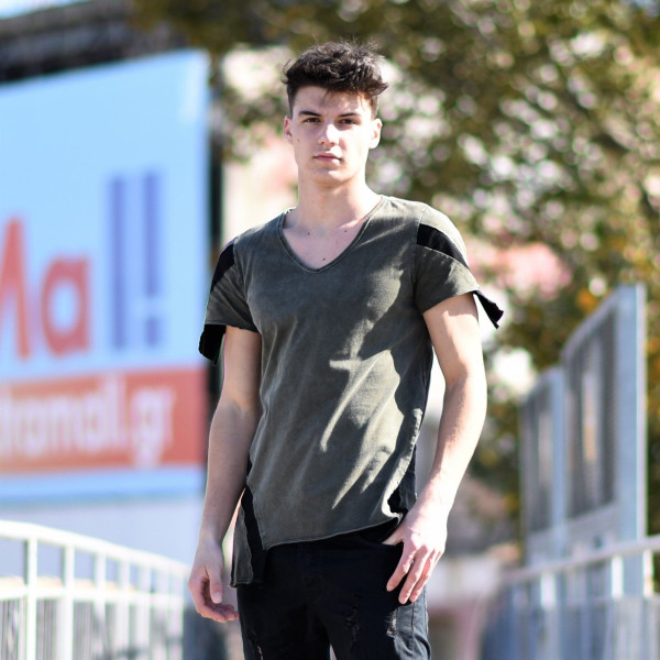 ΑΝΔΡΙΚΗ ΜΠΛΟΥΖΑ T-SHIRT ΚΟΝΤΟ ΜΑΝΙΚΙ  MOHICANS P636083 ΧΑΚΙ