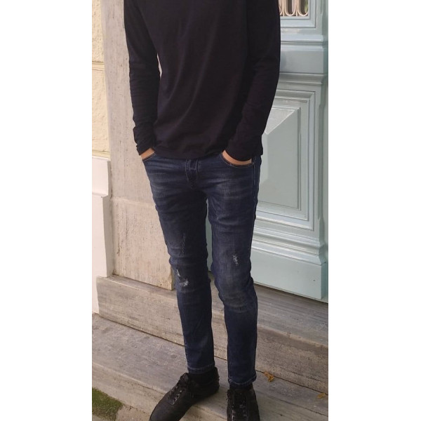 JNSO1CAN.BLUE ΑΝΔΡΙΚΟ ΠΑΝΤΕΛΟΝΙ JEANS ΜΕ ΣΚΙΣΙΜΟ MOHICANS