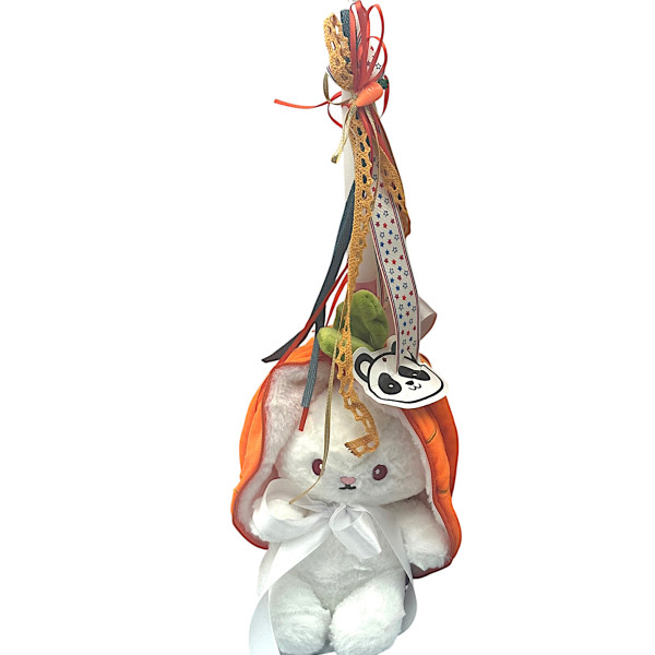 Πασχαλινή λαμπάδα Mohicans Κουνελάκι γεμιστό Λούτρινο απαλό και βελούδινο 20 cm L157 Πορτοκαλί