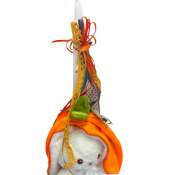 Πασχαλινή λαμπάδα Mohicans Κουνελάκι γεμιστό Λούτρινο απαλό και βελούδινο 20 cm L157 Πορτοκαλί