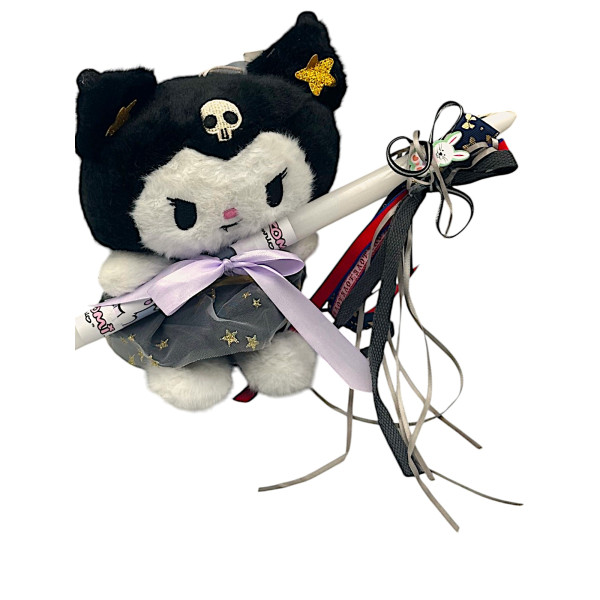 Πασχαλινή λαμπάδα Mohicans Λούτρινο Sanrio Kuromi Hello Kitty 28cm L142 Μαύρο