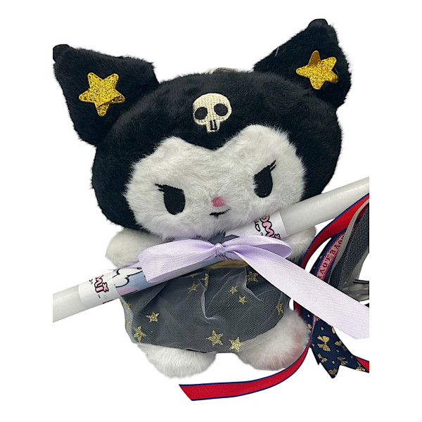 Πασχαλινή λαμπάδα Mohicans Λούτρινο Sanrio Kuromi Hello Kitty 28cm L142 Μαύρο