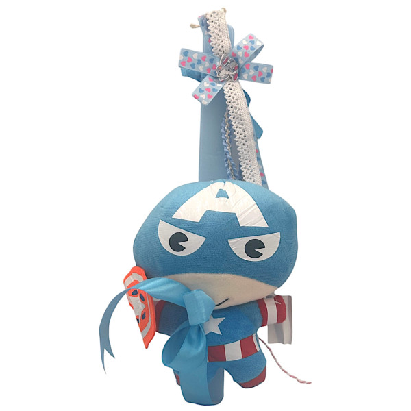 Πασχαλινή λαμπάδα Mohicans με Λούτρινο Captain America 20cm L130