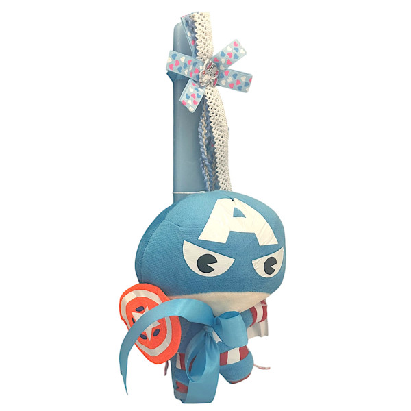Πασχαλινή λαμπάδα Mohicans με Λούτρινο Captain America 20cm L130