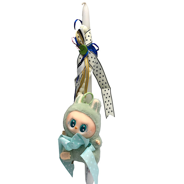 Πασχαλινή λαμπάδα Mohicans Λούτρινο Πλαστικό Labubu L172 Πράσινο