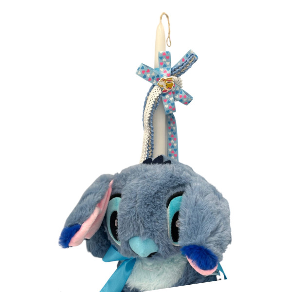 Πασχαλινή λαμπάδα Mohicans με Λούτρινο Disney Stitch που Αναπνέει Κανονικά 30cm L115 Μπλε