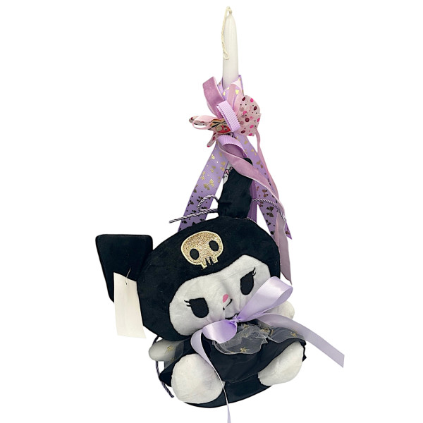 Πασχαλινή λαμπάδα Mohicans με Λούτρινο Sanrio Kuromi Hello Kitty 23cm L132