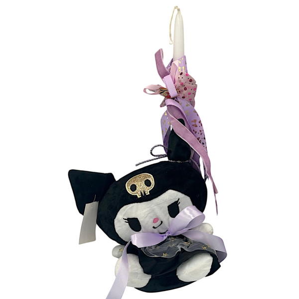Πασχαλινή λαμπάδα Mohicans με Λούτρινο Sanrio Kuromi Hello Kitty 23cm L132