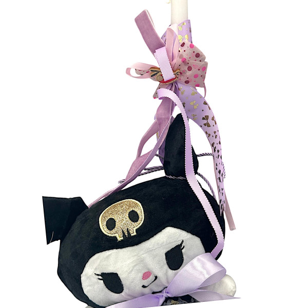Πασχαλινή λαμπάδα Mohicans με Λούτρινο Sanrio Kuromi Hello Kitty 23cm L132