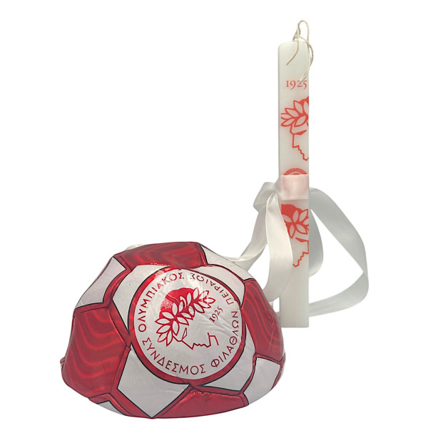 Πασχαλινή λαμπάδα Mohicans Παιδική Μπάλα Ποδοσφαίρου Ολυμπιακός Χ1 Κόκκινη L136