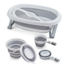 Folding Baby Bathtub with Thermometer, Container, and Rinsing Cup 6855 Gray