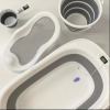 Folding Baby Bathtub with Thermometer, Container, and Rinsing Cup 6855 Gray