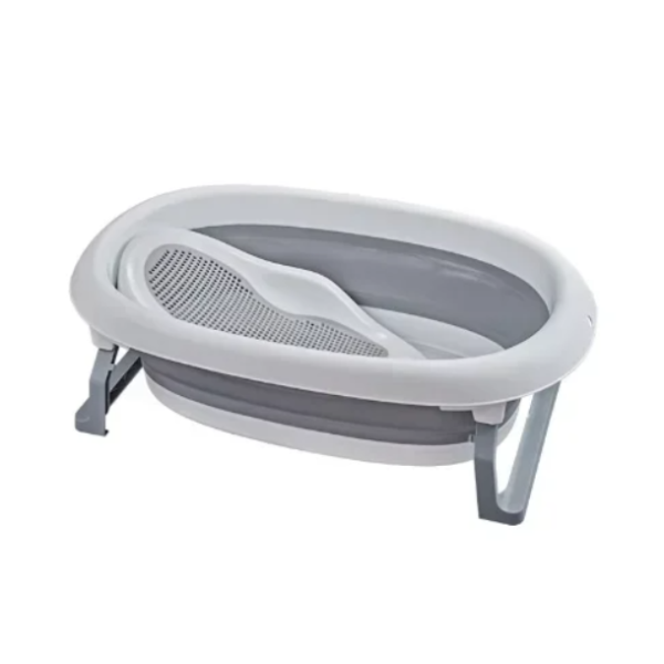 Folding Baby Bathtub with Thermometer, Container, and Rinsing Cup 6855 Gray