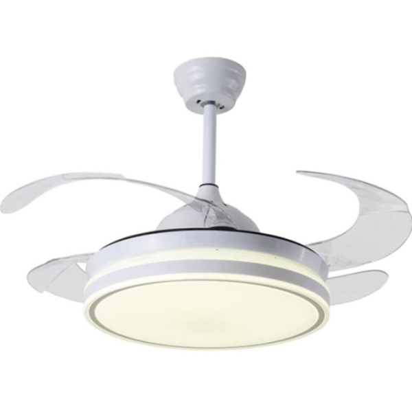 Πτυσσόμενος ανεμιστήρας με μοντέρνο φωτισμό οροφής 48″ και τηλεχειριστήριο 121,92cm 120W RZ-183 Λευκό