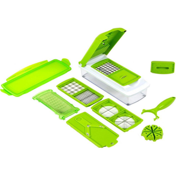 Πολυκόπτης Λαχανικών Πλαστικός Χειροκίνητος με Δοχείο 10τμχ