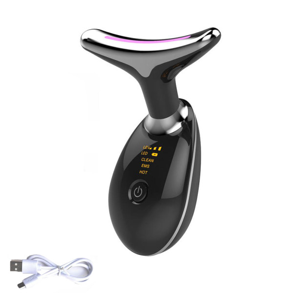 Επαναφορτιζόμενη Συσκευή Σύσφιξης - Αντιγήρανσης - Αναζωογόνησης Προσώπου Λαιμού με Φωτοθεραπεία MGE-009 Μαύρη