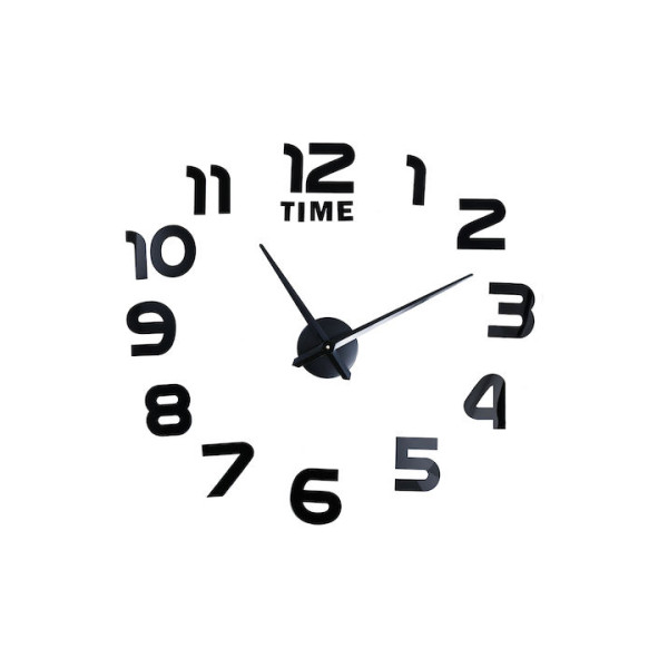 Ρολόι Τοίχου Αυτοκόλλητο 3D DIY 40-50cm ZH00220 Μαύρο