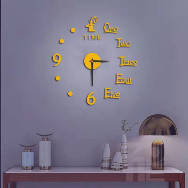 Ρολόι Τοίχου Αυτοκόλλητο 3D DIY 60-120cm ZH38610 Χρυσό