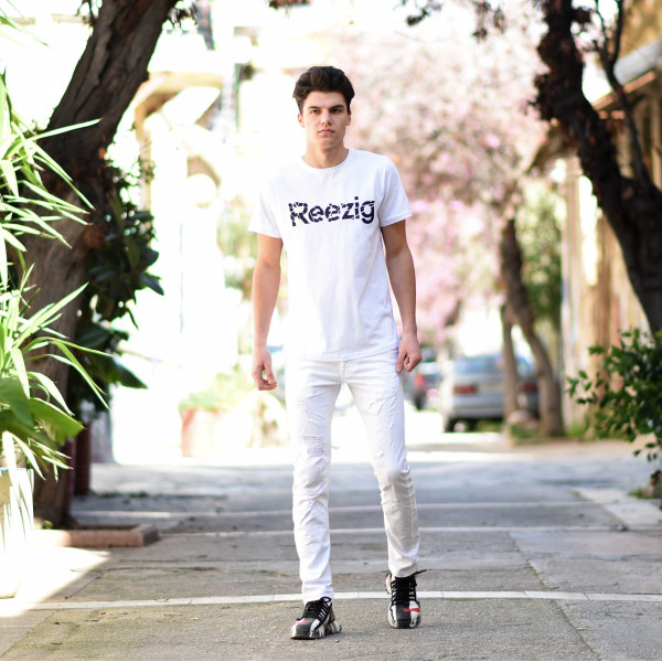 ΑΝΔΡΙΚΗ ΜΠΛΟΥΖΑ T-SHIRT ΛΑΙΜΟΣ ΣΤΑΜΠΑ MOHICANS R20.WHITE