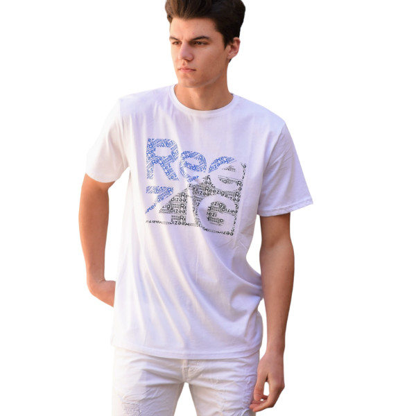 ΑΝΔΡΙΚΗ ΜΠΛΟΥΖΑ T-SHIRT ΛΑΙΜΟΣ ΣΤΑΜΠΑ MOHICANS R21.WHITE