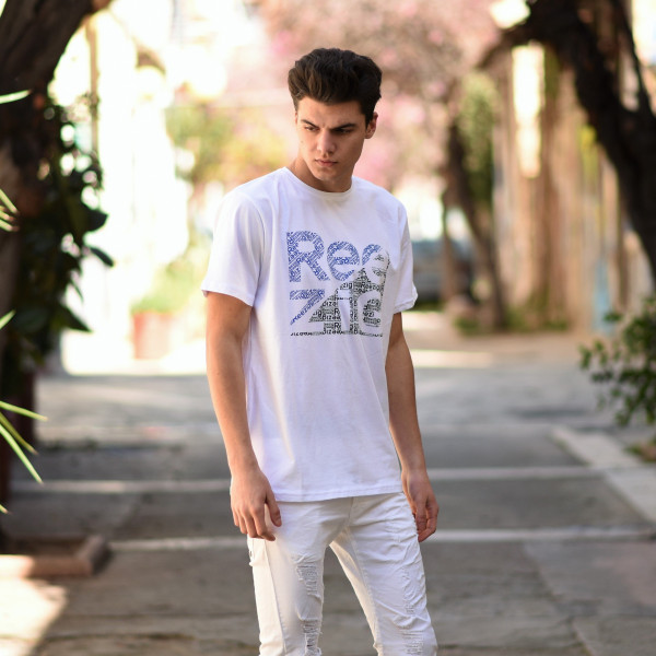 ΑΝΔΡΙΚΗ ΜΠΛΟΥΖΑ T-SHIRT ΛΑΙΜΟΣ ΣΤΑΜΠΑ MOHICANS R21.WHITE