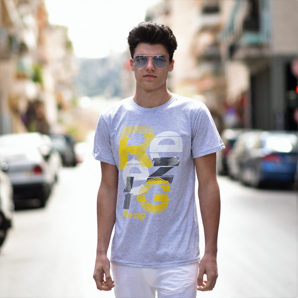 ΑΝΔΡΙΚΗ ΜΠΛΟΥΖΑ T-SHIRT ΛΑΙΜΟΣ ΣΤΑΜΠΑ MOHICANS RE19.GRAY