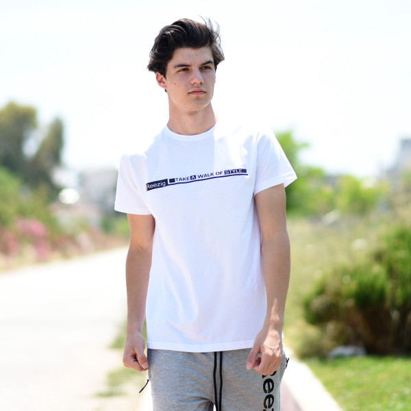 ΑΝΔΡΙΚΗ ΜΠΛΟΥΖΑ T-SHIRT ΛΑΙΜΟΣ ΣΤΑΜΠΑ MOHICANS REZ23.ΛΕΥΚΟ