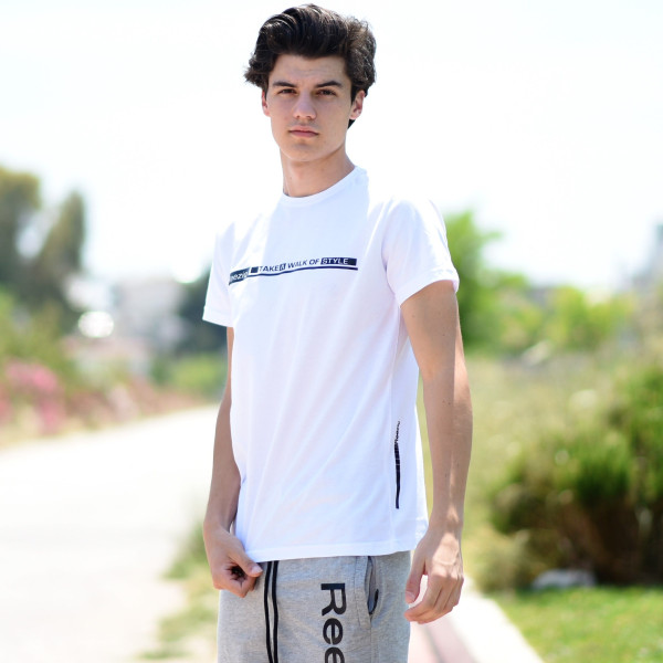 ΑΝΔΡΙΚΗ ΜΠΛΟΥΖΑ T-SHIRT ΛΑΙΜΟΣ ΣΤΑΜΠΑ MOHICANS REZ23.ΛΕΥΚΟ