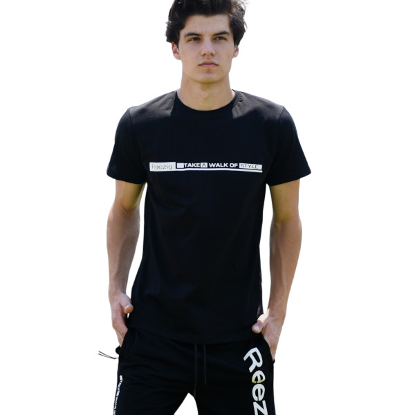 ΑΝΔΡΙΚΗ ΜΠΛΟΥΖΑ T-SHIRT ΛΑΙΜΟΣ ΣΤΑΜΠΑ MOHICANS REZ23.ΜΑΥΡΟ