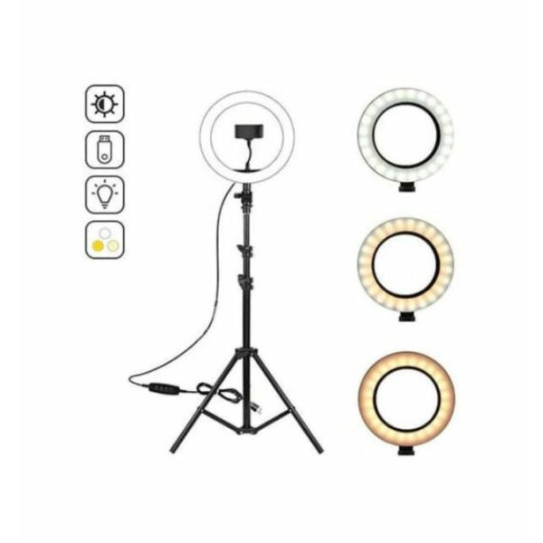 Ring Light 30cm 12” 3200K-6000K με Τρίποδο Δαπέδου 80cm-200cm  και Βάση για Κινητό CXB-469 Μαύρο