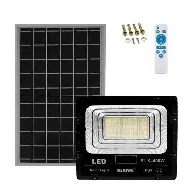 Led Αδιάβροχος Ηλιακός Προβολέας 400W 32000LM με Πάνελ και Τηλεχειριστήριο Rixme RL.X-400W