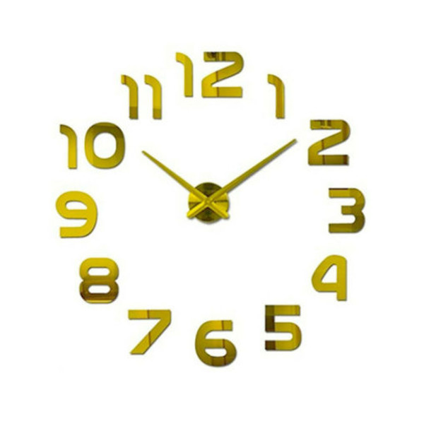 Ρολόι Τοίχου Αυτοκόλλητο 3D DIY 40-50cm ZH00220 Χρυσό