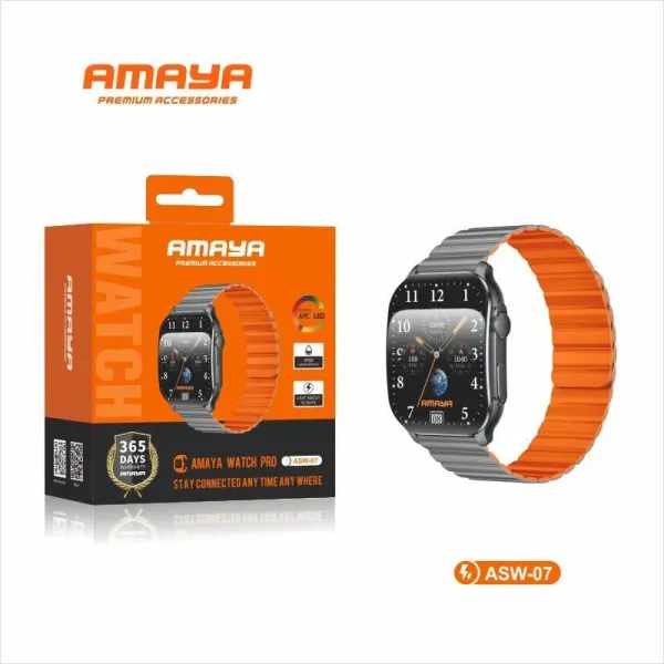Smartwatch Amaya Pro Amoled ASW-07 Γκρι/Πορτοκαλί