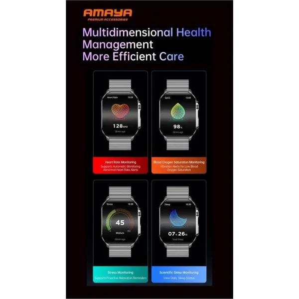 Smartwatch Amaya Pro Amoled ASW-07 Γκρι/Πορτοκαλί