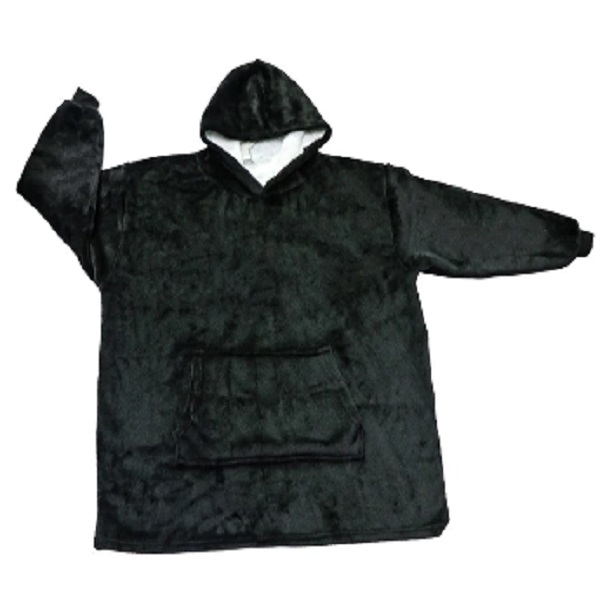 Huggle με Μανίκια και Κουκούλα Κουβέρτα Βελουτέ SN23521-54 Μαύρο