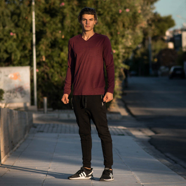 ΑΝΔΡΙΚΗ ΜΠΛΟΥΖΑ T-SHIRT ΜΑΚΡΥΜΑΝΙΚΗ MOHICANS T-SFT012 ΜΠΟΡΝΤΟ