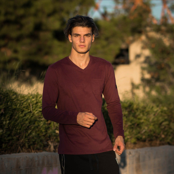 ΑΝΔΡΙΚΗ ΜΠΛΟΥΖΑ T-SHIRT ΜΑΚΡΥΜΑΝΙΚΗ MOHICANS T-SFT012 ΜΠΟΡΝΤΟ