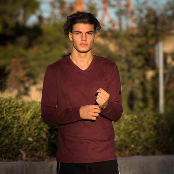 ΑΝΔΡΙΚΗ ΜΠΛΟΥΖΑ T-SHIRT ΜΑΚΡΥΜΑΝΙΚΗ MOHICANS T-SFT012 ΜΠΟΡΝΤΟ