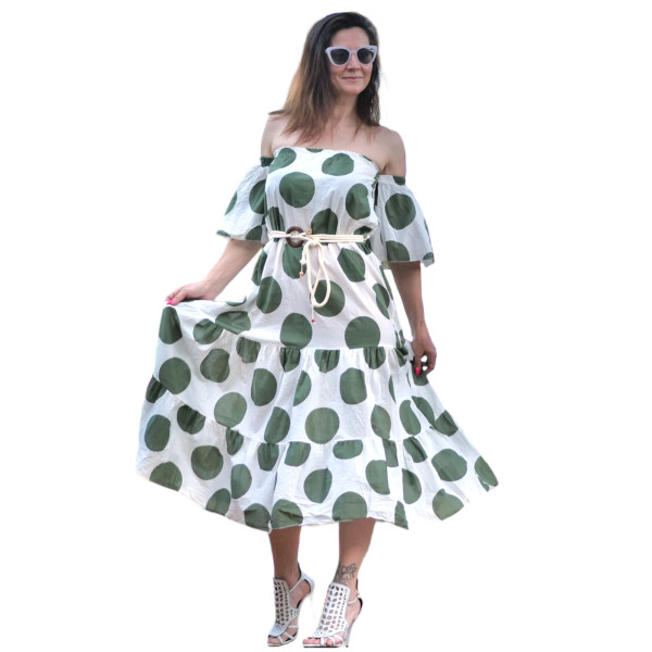 ΓΥΝΑΙΚΕΙΟ ΦΟΡΕΜΑ ΜΑΚΡΥ ΕΞΩ ΩΜΟ BOHO MOHICANS T2201 ΛΕΥΚΟ