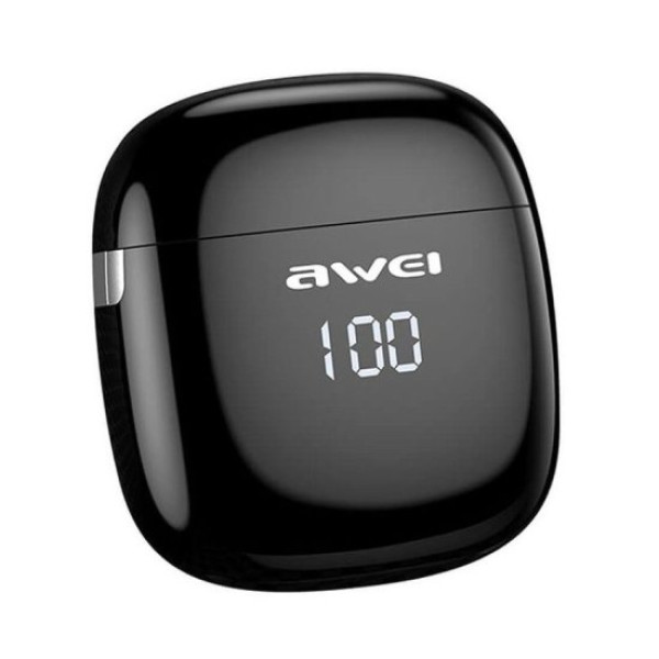 In-ear Bluetooth Handsfree Ακουστικά με Αντοχή στον Ιδρώτα και Θήκη Φόρτισης AWEI T28P ΜΑΥΡΟ