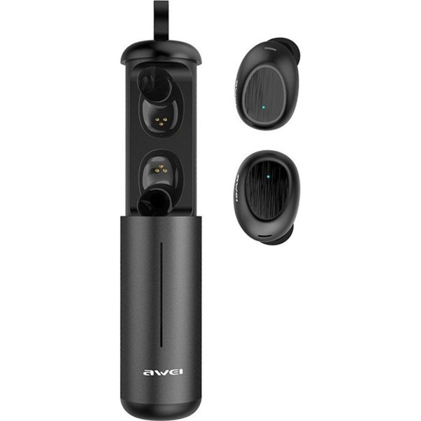 Awei T55 In-ear Bluetooth Handsfree Ακουστικά με Θήκη Φόρτισης Μαύρα