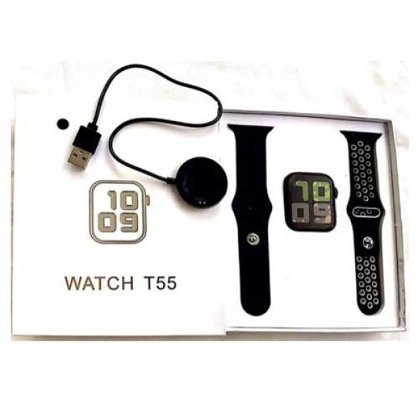 SMARTWATCH ΜΕ ΠΑΛΜΟΓΡΑΦΟ Τ55.ΜΑΥΡΟ-ΑΣΠΡΟ