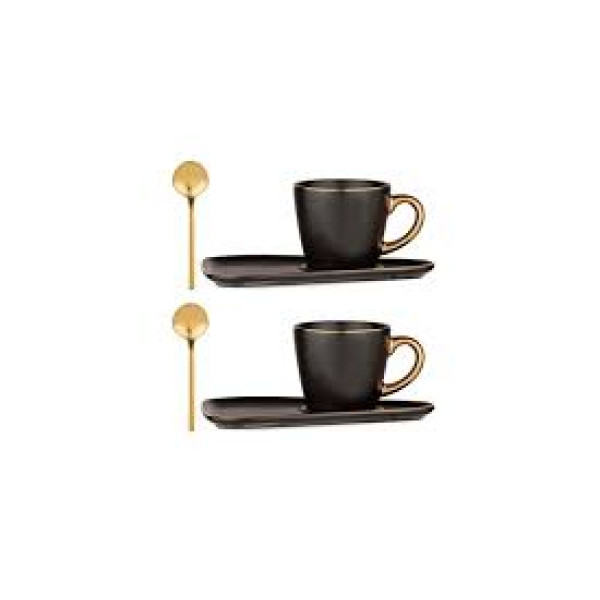 Σετ Φλυτζάνι Κούπα με Πιάτο & Κουτάλι TCB-903-045 Μαύρο