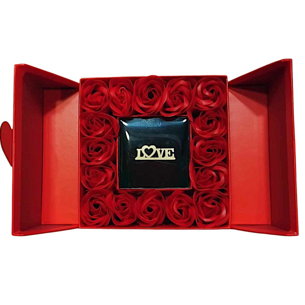 Τεχνητά Κόκκινα Τριαντάφυλλα με Κουτί για Δαχτυλίδι Αγ Βαλεντίνου 84701 Κόκκινο