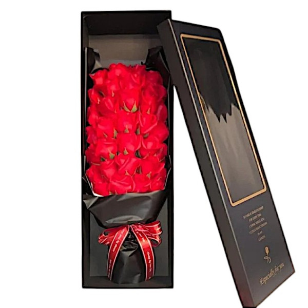 Τεχνητή ανθοδέσμη από αρωματικά τριαντάφυλλα σε κουτί 222-3 Κόκκινο
