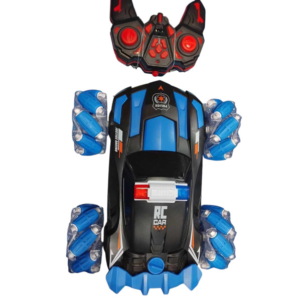 Τηλεχειριστήριο αυτοκινήτου 2,4 GHz υψηλής ταχύτητας παντός εδάφους Police RC Car Toy 360° 6661 Μπλε