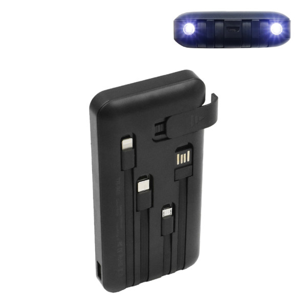 Ηλιακό Powerbank 10000mAh με Ενσωματωμένα Καλώδια Φόρτιση, Θύρα USB-A και Stand Κινητού Treqa TR-946 Μαύρο