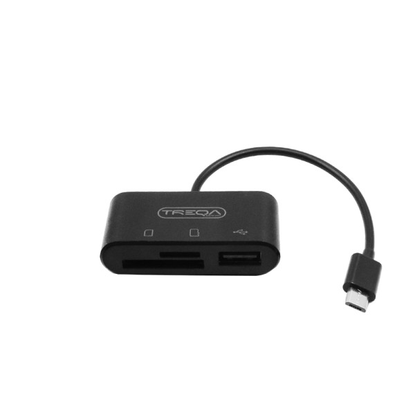 USB Hub OTG και Αναγνώστης Καρτών TF/SD με Βύσμα Micro USB Treqa USB-5 Μαύρο