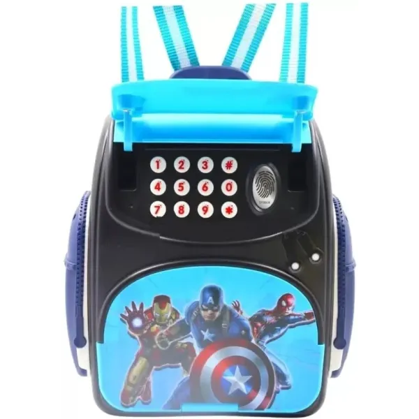 Τσάντα κουμπαράς Backpack Avengers με ψηφιακό κωδικό πρόσβασης για χρήματα και κέρματα, χρηματοκιβώτιο WF-30088 Μπλε